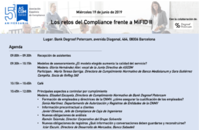 Jornada en Barcelona sobre “Los retos del Compliance frente a MiFID II”